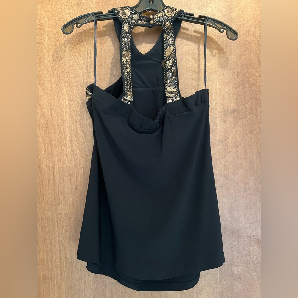 Cache Black Sequin Beaded Halter Top - image 7